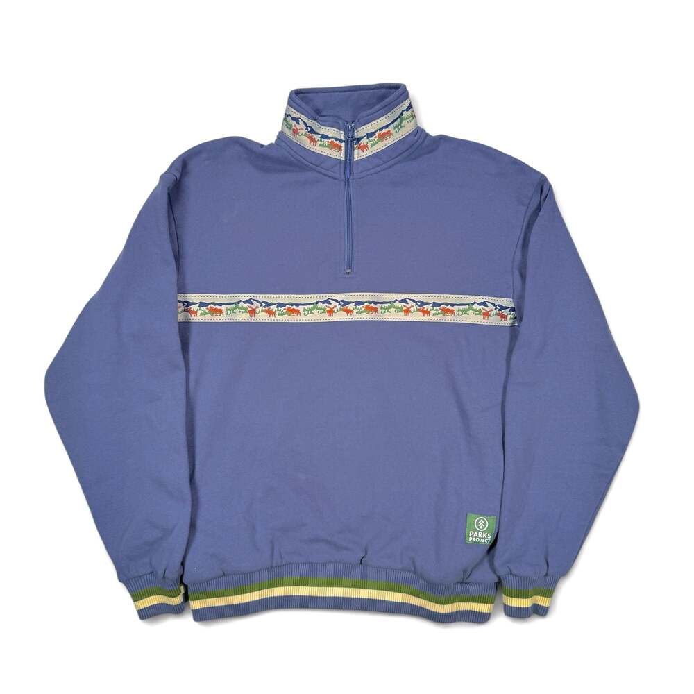 Parks Project Acadia Moose Quarter Zip Sz. Small Sweatshirt Blue